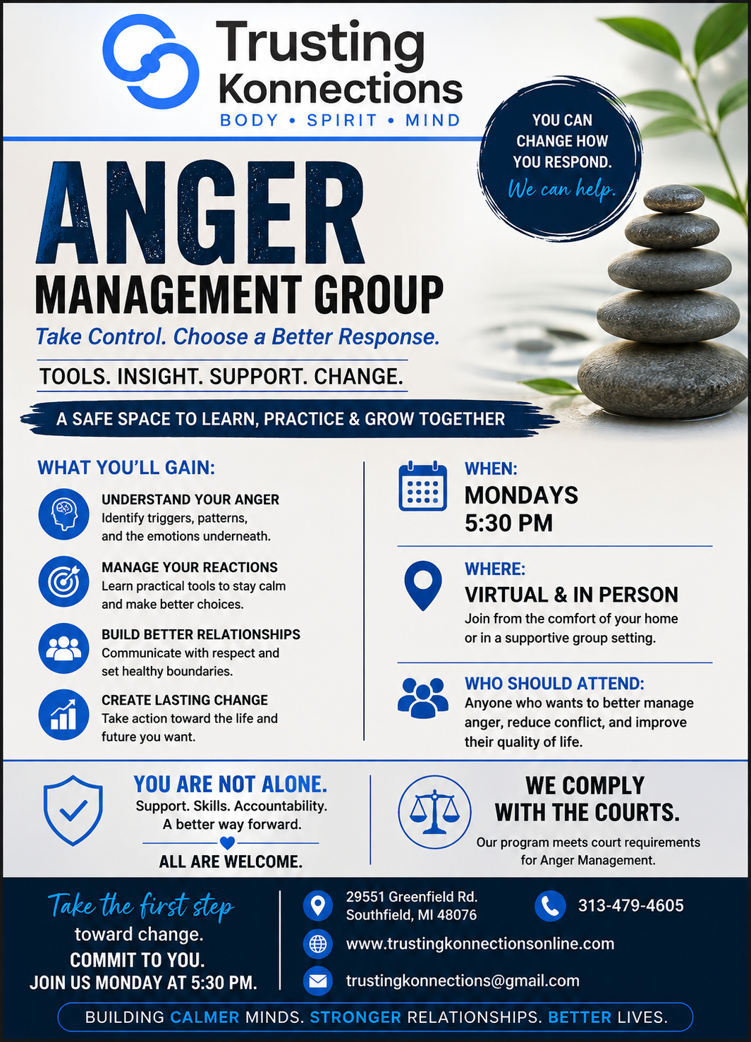 Trusting Konnections Anger Management Group flyer